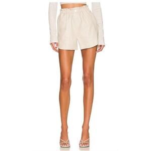 BlankNYC Tan Paperbag High Waist Faux Leather Shorts, 26